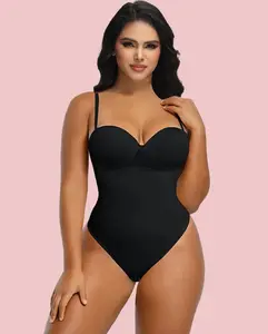 ChicCurve Backless Seamless Bodysuit | Lace-Up Tummy Control Shapewear with UnderwireInvisible Backless Body Shaper - Seamless Lace-Up Thong Bodysuit for Women