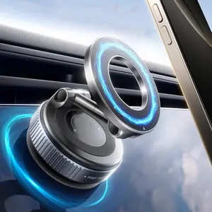 2025 Upgraded Vacuum Magnetic Phone Holders for Your Car, 360° Adjustable Foldable Magsafe Suction Cup Phone Mount for iPhone [89+LBS Suction+2800gf Magnet] Car Truck Accessories for Men Women
