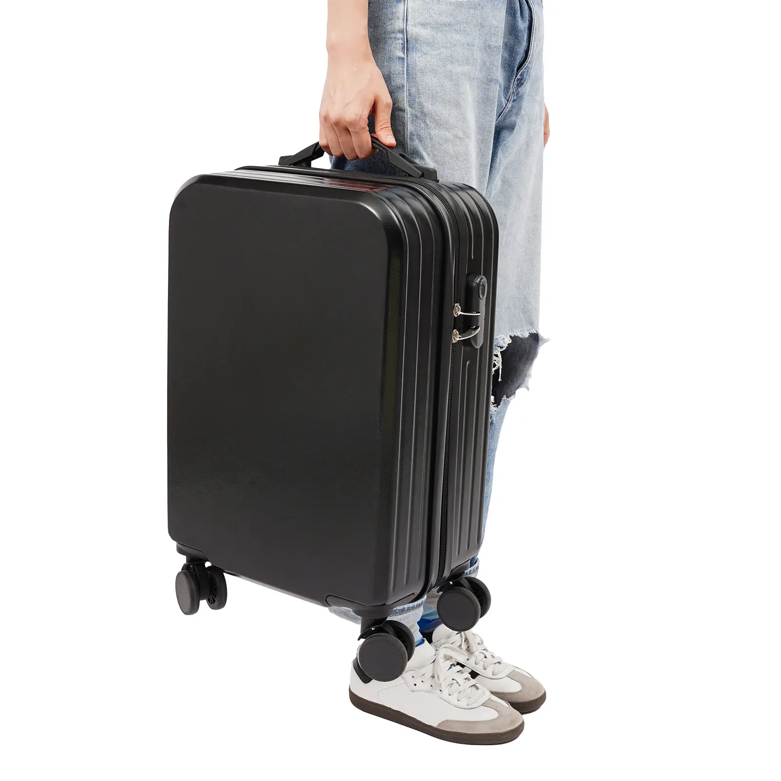 Lightweight Vacuum Forming Travel Luggage - 360° Silent Wheels Business Suitcase - Foldable Cup Holder Portable Suitcase