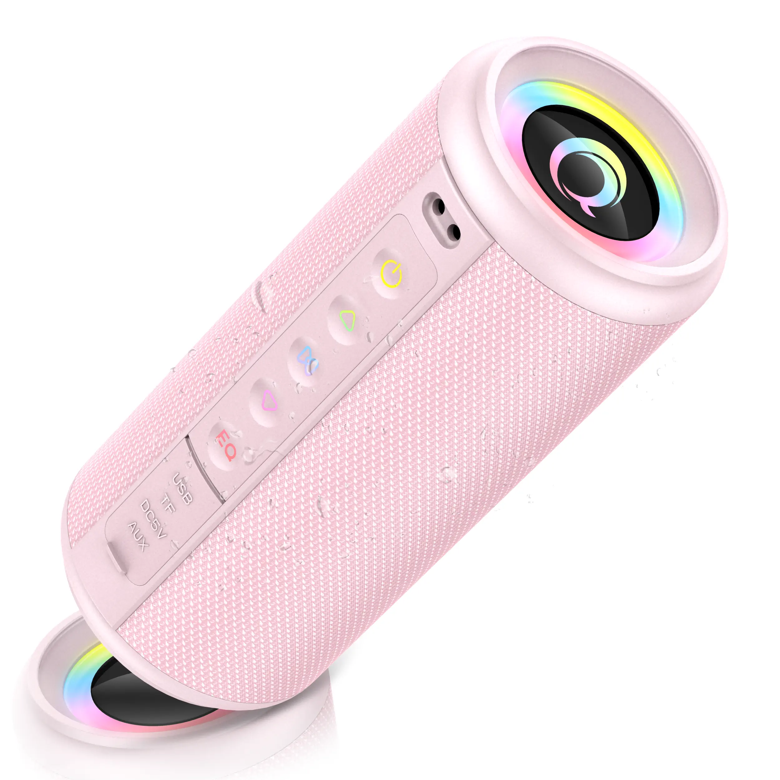 Colorful Wireless Bluetooth 5.4 Soundbar Speaker, 20W HD Stereo, Rechargeable Batteries, 20Hr Playtime, IP7 Waterproof, Built-in Mic, TWS, USB-C/Auxiliary Input, Portable for Home/Beach, Pink, User Manual Included, Type-C, Wireless Speakers, Rechargeable