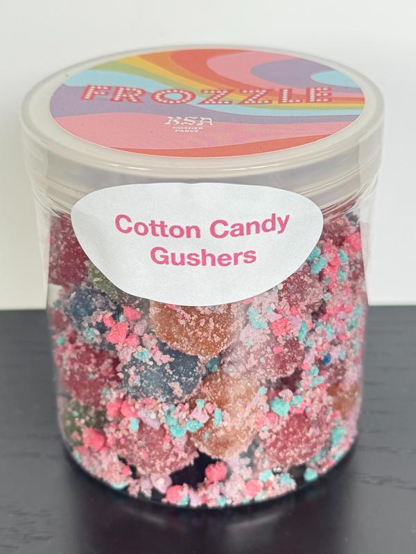 Cotton Candy Gushers - Kosher Parve, 7 OZ jar, Soft Chewy Snack with Juicy Cotton Candy Flavor, Fun Carnival Treat with cotton candy crunchy bits trending Candy gushers