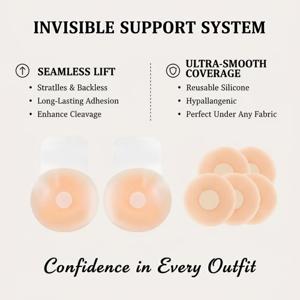 Breast lifting cream, breast lifting tape nipple cover, cream nipple cover, lifting nipple cover, straplessadhesive bra, silicone adhesive bra, reusable women's breast tape (circular) pad
