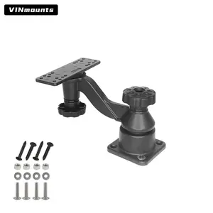 VINmounts Swing Arm Fish Finder Mount, Aluminum Alloy Boat Mount, Black Corrosion Resistant Coating, Saltwater & UV Resistant, Sturdy & Stable 360° Rotation Depth Finder Mount Compatible with Garmin Lowrance Humminbird, Holds 5"-12" Screens