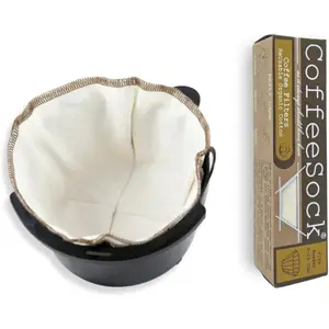CoffeeSock ’The Original’ Reusable 100% Organic Cotton Coffee Filters - 2 pack Basket Filters 6-12 cup fit | Coffee Sock Cloth Coffee Filter | Organic Cotton Alternative