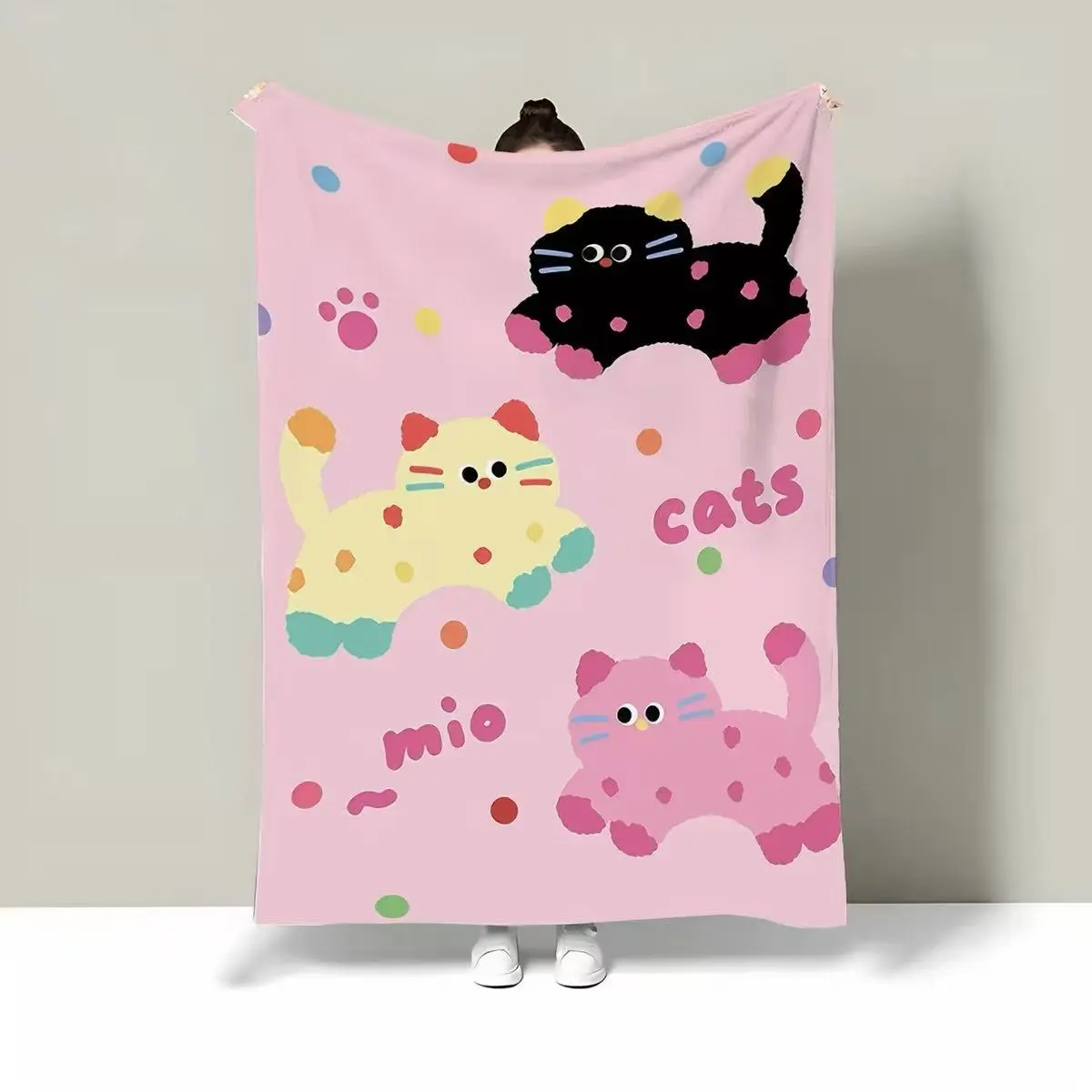 Customized Personalized Flannel Blanket - Sublimated Print, Soft Cotton, Machine Washable, Modern Unisex Body-Warming Office Nap Blanket, All-Seasons Sofa Throw Cover, Personalized Logo Option