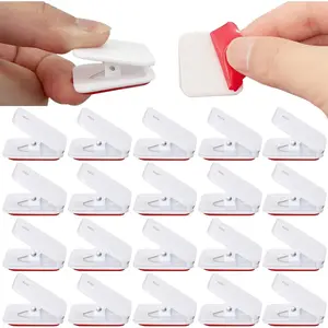 20 count Self Adhesive Clips, Wall Clips,Tapestry Hangers,Photo Clips for Paper Flag Hanger,Sticky Clips for Teachers,Double-Sided Adhesive Spring Clips for Poster Home Office Rope