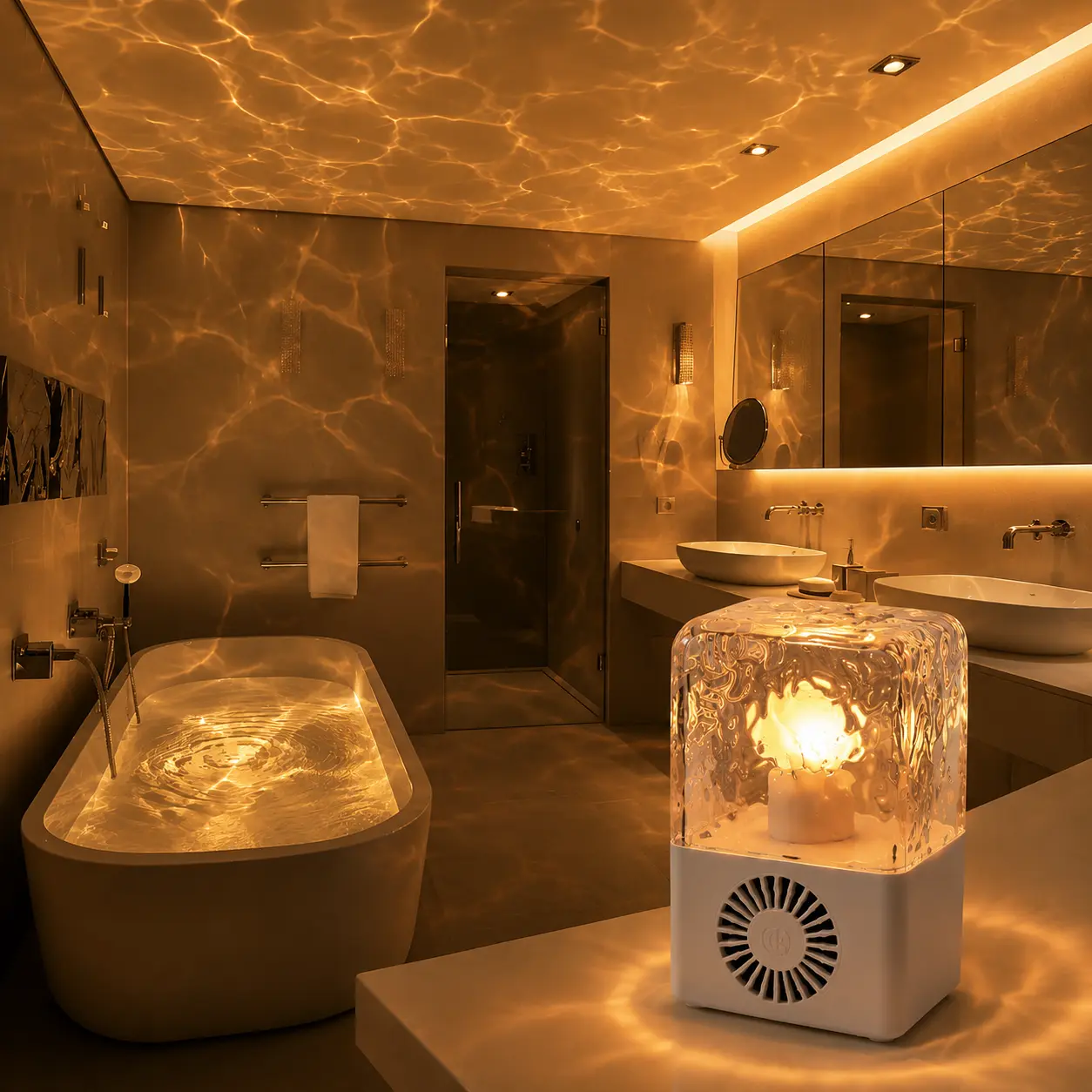 HOGNC Ocean Dream 3D Ripple Crystal Novelty Speaker Lamp - 9 RGB Vibrant Colors Night Light, 360° Hi-Fi Bluetooth Speaker, Remote-Controlled Portable Wireless Music Player, Smartphone-Compatible, Soothes Anxiety, Student Gift, Bedroom Use