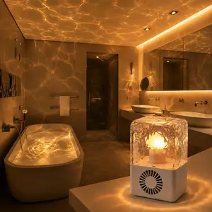 HOGNC Ocean Dream Speaker lamp with 3D Ripple Effects, 9 Color Changing RGB Night Light, 360° Hi-Fi Bluetooth, Portable Wireless Music Player for Bedroom, Home Decor, Party, Gifts. fairy .  aurora borealis lamp. Adjustable Remote-Controlled Crystal tiktok