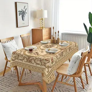 European retro themed tablecloth, symmetrical floral pattern tablecloth, rectangular colorful printed floral tablecloth, suitable for picnic or holiday party decoration, restaurant decoration, - kitchen decoration
