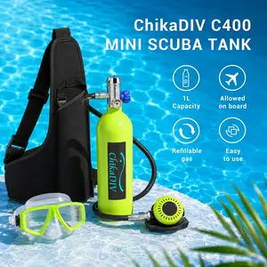 ChikaDIV 1L Mini Scuba Tank, Summer Travel Water Gear, Easy-to-Use Portable Refillable Diving Tank for Snorkeling, Pool Days, Beach Trips & Shallow Water Exploration
