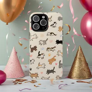 Kitten Cat Phone Case for Samsung s24 ultra and iPhone 17, 16, 15, 14, 13, 12, 11 Pro Max, X, XR, XS Max, 8, And 7 Plus,screen protector,, Funny Kawaii Cover, Cute Aesthetic Art Case for Cat Lover Durable Protecti Compatible with Samsung Galaxy S25