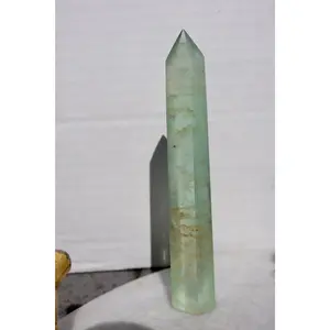 Fluorite Crystal Tower – Glassy Golden Healer Light Green (Translucent) Tower | Natural Gemstone Obelisk in 2 Sizes, ONE PIECE