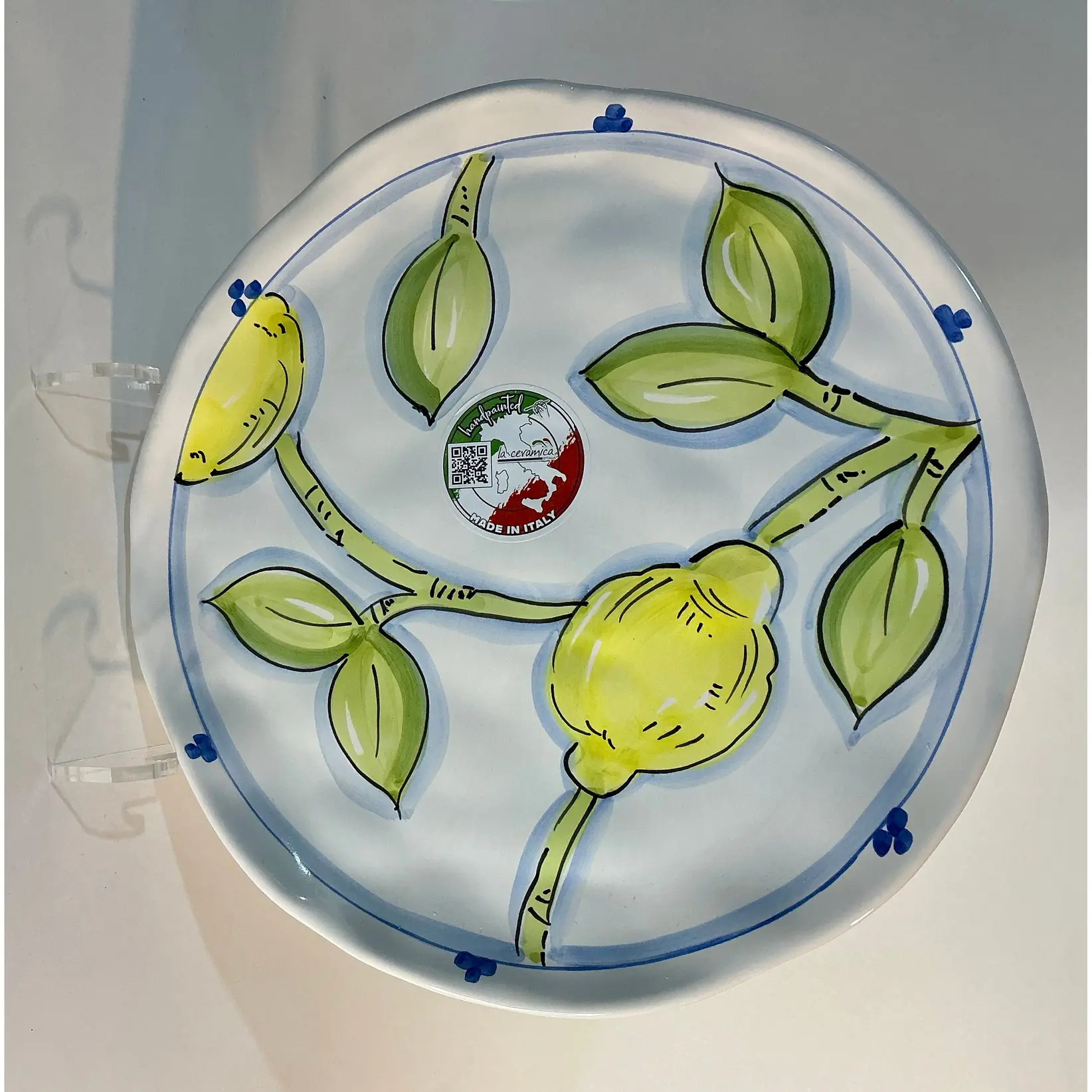 Ceramisia Dinner Plate with Lemon Design 10.5” made in Italy