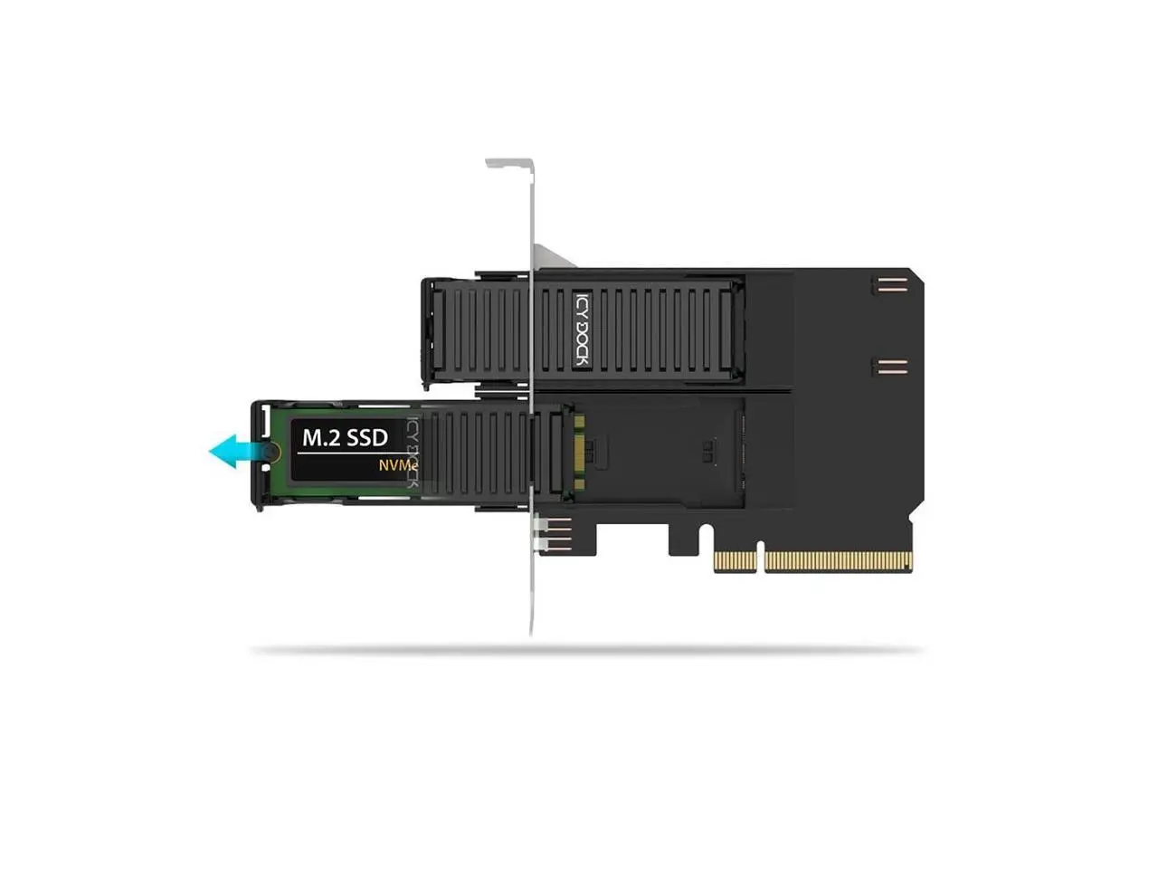 Removable Dual M.2 NVMe SSD to PCIe 4.0 x8 Mobile Rack Adapter Card for PCIe Expansion Slot | ExpressSlot Core MB312M4P-B