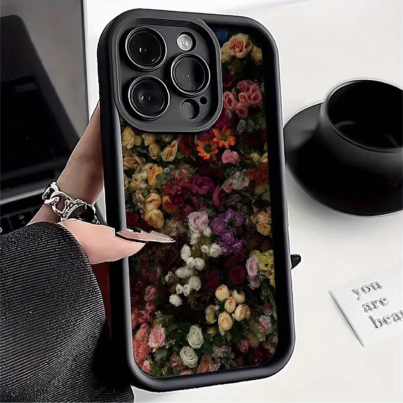 Full-screen floral anti-drop soft case, minimalist and premium air cushion, high-quality matte frosted thickened TPU soft cover, suitable for iPhone 17/16/15/14/13/12/11/X/XS/XS Max/16e/12/13 mini, a holiday gift, ideal for various occasions, Flower, Acce