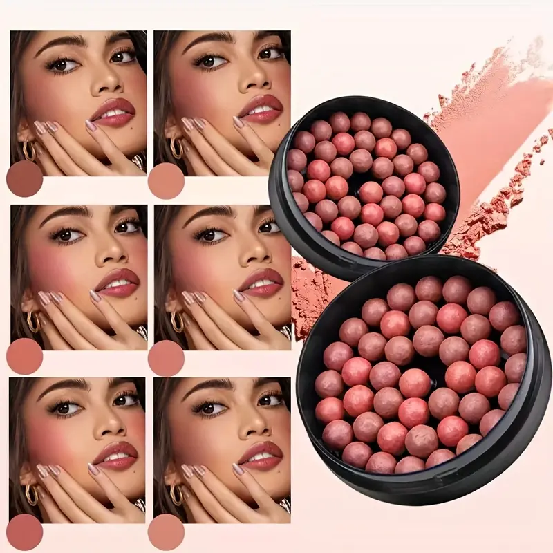 Lightweight Roll-On Blush - Natural Matte Waterproof & Buildable Coverage, Honey-Infused Powder Formula with Beads for izable Glow, Long-Lasting Portable Applicator - to Dark Brown Shades (Pink/Beige) - Ideal Gift