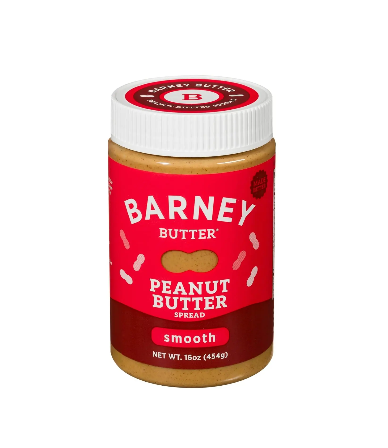 Barney Butter Peanut Butter, Smooth, 16 Ounce Jar, Natural, No Stir, Non-GMO, Gluten Free, Keto, Vegan