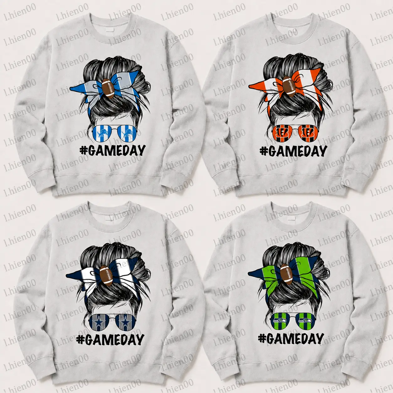 [Sweatshirt] Vintage Coquette All Team Football Unisex Sweatshirt, Retro Game Day Tees, Gift Shirt for Football Fans, Game Day Outfit