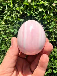 Mangano Calcite Polished Stone Egg - Pink Calcite Carved Egg