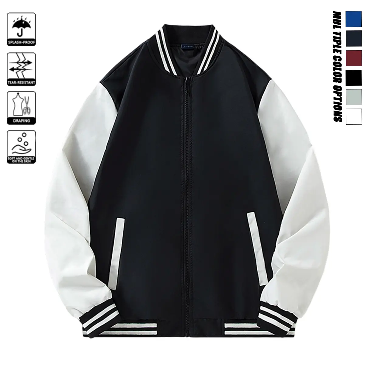 Unisex Jacket, Couple's Color Block, Lightweight , Casual, Versatile, Fashionable, Windproof, Wear-Resistant, Comfortable, High-Quality Fabric - Casual - Street Style