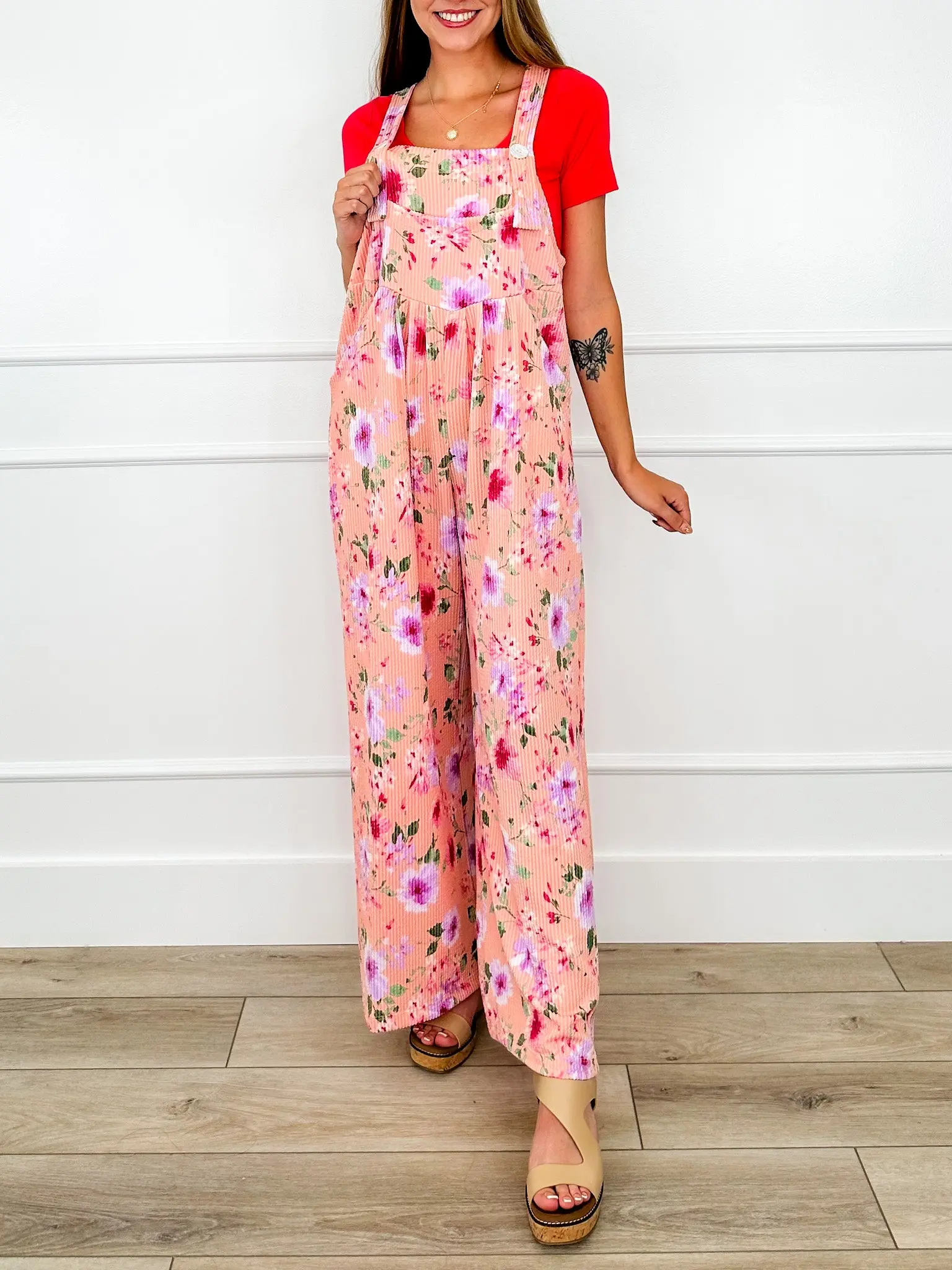Women's Ribbed Avery Mae Overalls - Polyester-Spandex-Rayon Blend, Adjustable Straps, Functional Pockets, Multiple Colors, Fit, Bottom, Elastane, Xs, Casual Wear, Floral Print, 3Xl, 1Xl, True To Size, Strappy, Stretchy, Button, Fabric, Overalls For Women,