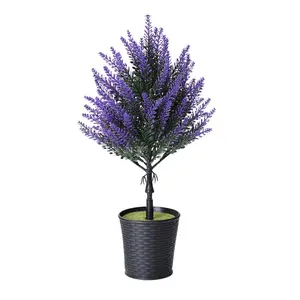 Artificial Lavender Bouquet, Flocked Touch Fake Potted Plants, Realistic Faux Greenery for Indoor Outdoor Garden Yard Decor, Everlasting Home Table Centerpiece, Lifelike Horticultural Silk Flowers