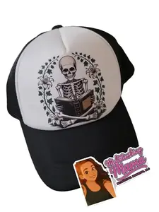 Mimicking Mama Book Tok Trucker Style Hat - Casual Skeleton Reading Design for Everyday Wear - Versatile & Simple Aesthetic