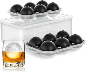 Large Ice Cube Tray for : 2.5 Inch  Ice Ball Maker - Circle Ice Cube Tray - Round Ice Sphere Maker for Old Fashioned