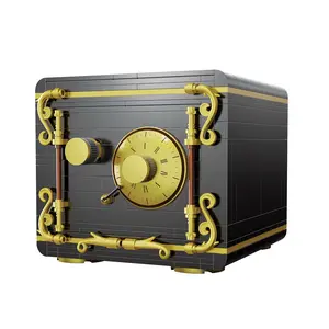 CaDA Designer Safe Block Set with Golden Accents and Password Protection for Secure Storage and Educational Fun