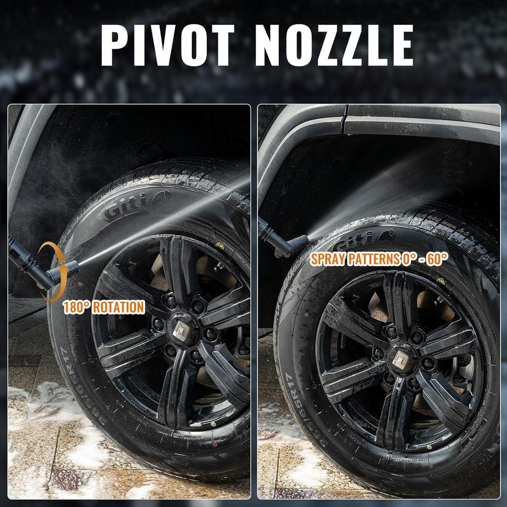 cPX4000 Portable Cordless Pressure Washer with 4.5 Gallon Tank & 4 Wheels, 4.0Ah Battery Powered Pressure Washer, Max 725 PSI fo