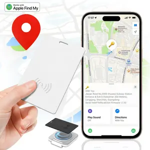 GPS Tracker Card for Wallet, Smart Location Finder Rechargeable Tracking Card Tag, Works with Apple iPhone Find My APP (iOS Only), Wireless Charge, IP68 Waterproof, forLuggage, Passports, Backpacks, 1 Pack (Not works with Android)