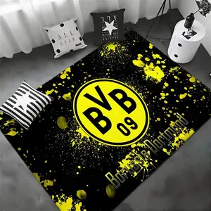 Football Club Borussia Dortmund Floor Mat Non-Slip Soft Flannel Thickened Rug Indoor Door Mat Ultra Soft Absorbent Wear-Resistant Floor Mat for Living Room Hallway Entryway Front Door Porch Durable Non-Skid Home Decoration Mat for Indoor Daily Use