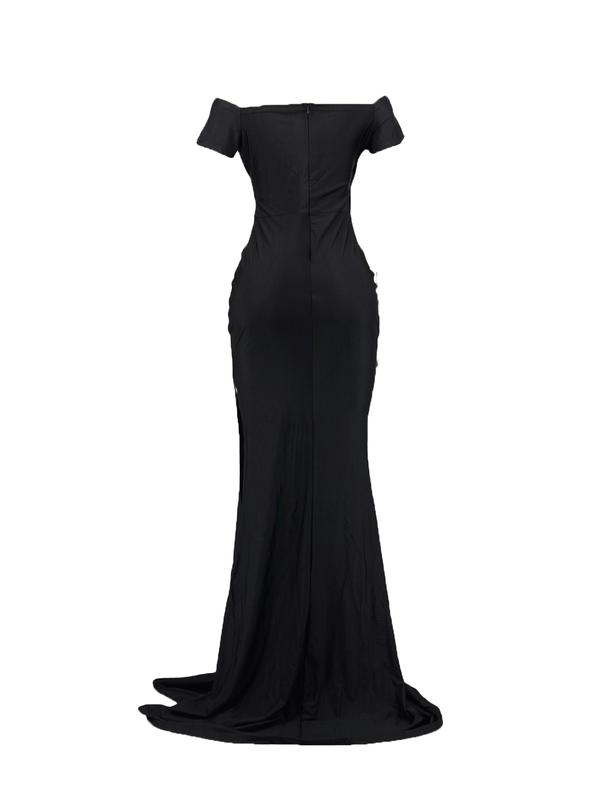 Joy Pay Women's Off-Shoulder Dress with Slit - Sexy Evening Gown for Date Nights & Parties | Trendy Chic Vibes