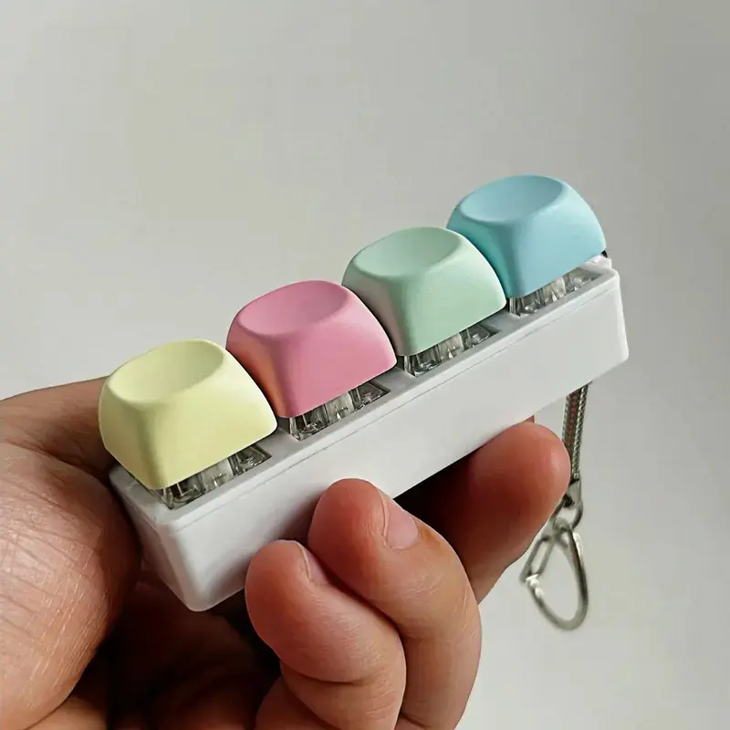 Mechanical Keyboard Keychain Fidget Toy - Portable Durable Backpack Accessory for Adults, Skin-Friendly Silicone Keyboard Fidget Clicker, Colorful Key Button Stress Relief Mini Gadgets for Purse