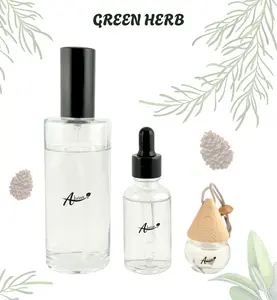 Green Herb - Core Bundle Aromatherapy with Home Spray, Water Soluble Essence, & Car Air Freshener for Calm & Clarity