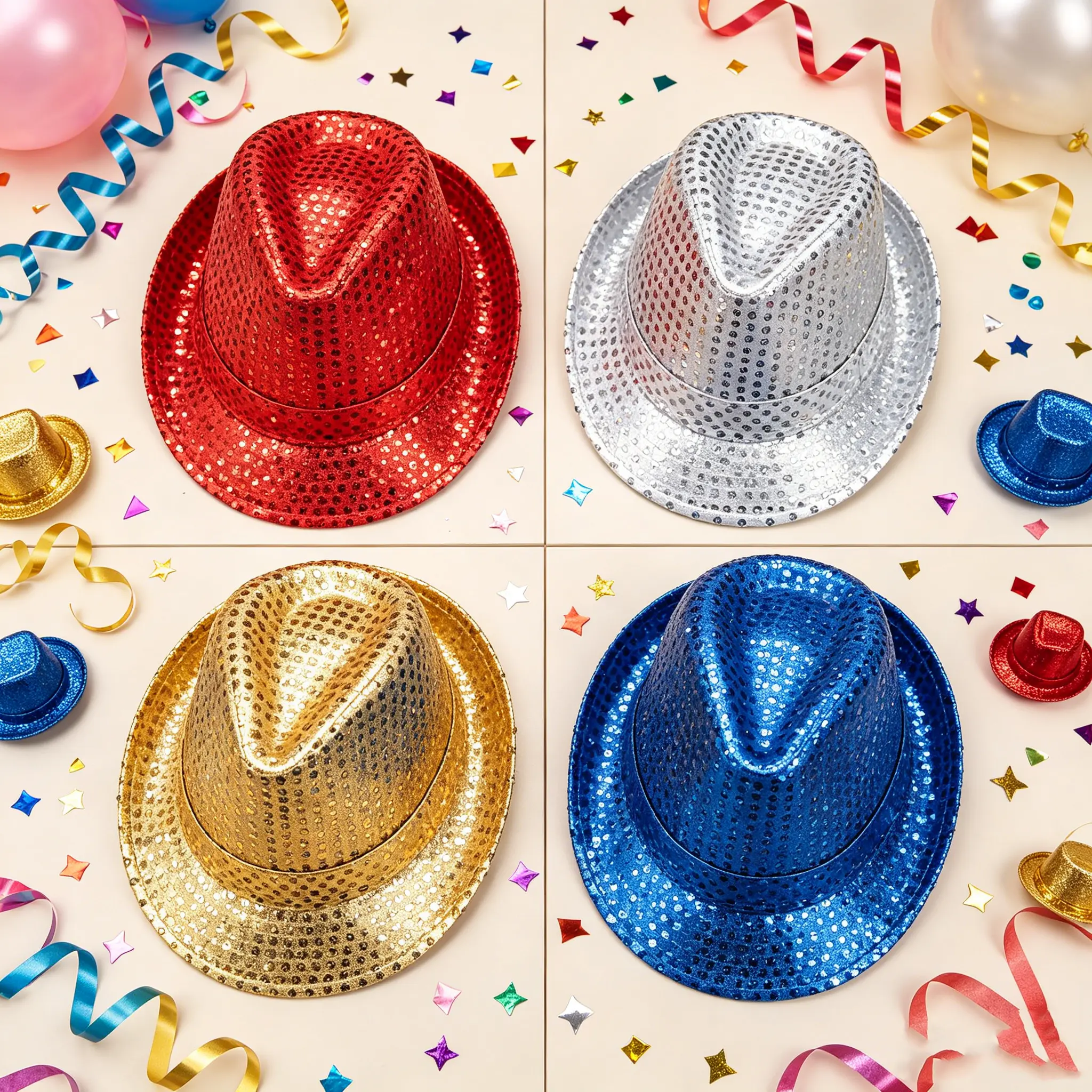 Cotton Fabric Sequin Jazz Hat Available For Kids And Adults, Stylish Stage Performance Fedora Cap For Christmas Shows, Themed Parties And Holiday Events, Unisex Decorative Formal Hat For Various Stage Acting And Festival Costume Matching Occasions