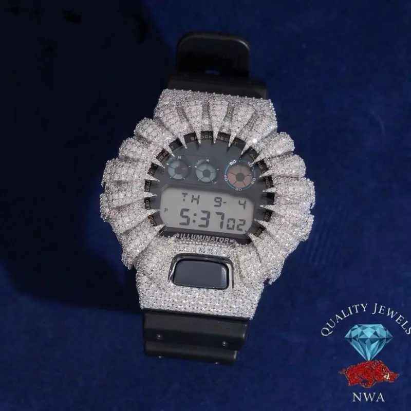 *BEZEL ONLY WATCH NOT INCLUDED* New Arrivals Hip Hop 925 Silver Watch Parts Case G-Shock Bezel Accessories Iced Out Fully Moissanite Watch Passes Diamond Tester