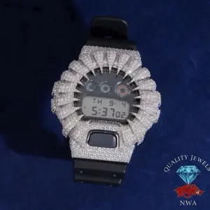 *BEZEL ONLY WATCH NOT INCLUDED* New Arrivals Hip Hop 925 Silver Watch Parts Case G-Shock Bezel Accessories Iced Out Fully Moissanite Watch Passes Diamond Tester