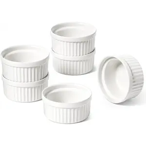 Sauce Cups 2 OZ, Small Dipping Bowls, Mini Ceramic Ramekins Souffle Dishes, Sauce Dip Bowls for Charcuterie Boards, Microwave & Oven Safe, Set of 6, White