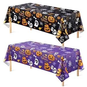 OHOME Halloween Decorations - Disposable Plastic Halloween Tablecloth | Halloween Party Decorations Favors Supplies for Table Decor Indoor Outdoor Backdrop Banner,2 Pack