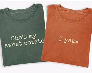 Thanksgiving Couples Comfort Colors T-Shirt, She's My Sweet Potato I Yam Matching Husband Wife Shirt, Thankful Gifts, Couple Matching Graphic Tee