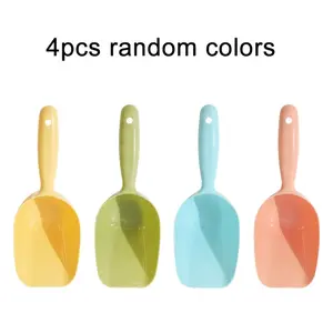 4-Piece set of colorful plastic shovels | Multifunctional scientific design for pet feeding and cleaning, kitchen, garden, beach, outdoor tools