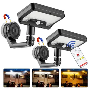 Magnetic Solar RV Lights Outdoor with Remote, USB &Solar Charging, Motion Sensor Exterior LED Lights with Adjustable Bracket for Camper Step, Awning & Garage, IP65 Waterproof, 2 Pack