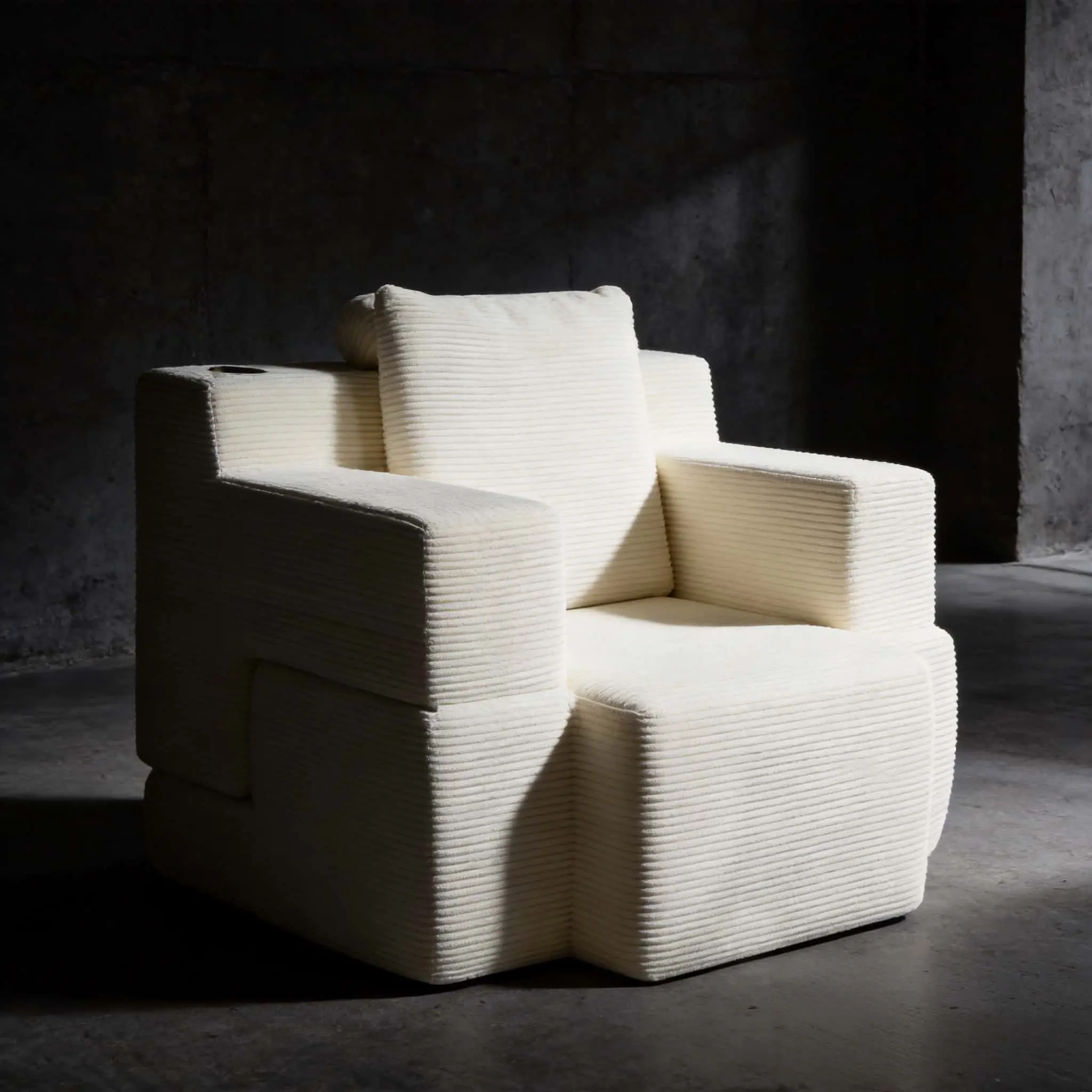 Multifunctional single-seat compression sofa that converts into a computer desk and simple office desk, featuring chenille padding for a comfortable seating experience, suitable for office workers.