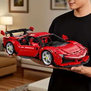 3982pcs City Racer Series High-Value Super Car Building Block Bricks Toy, Large Racing Vehicle Model, Home Decor, Holiday Gift