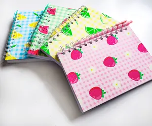 Kawaii Fruity Notebooks | 5x7 Inch Spiral Bound Gingham Stationery