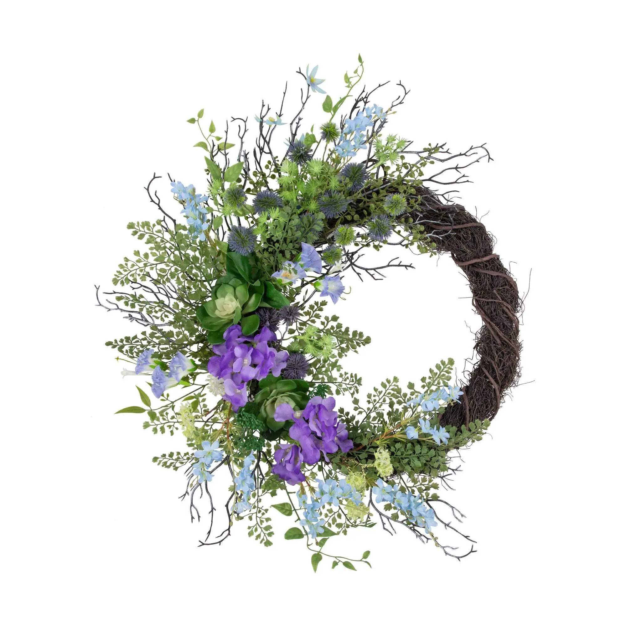 Northlight Mixed Wild Flowers and Twig Spring Wreath  24-Inch