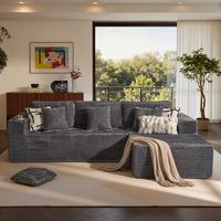 106" Grey L Shaped Sofa, Right Chaise