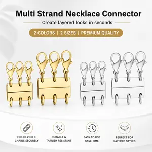 Magnetic Necklace Layering Clasp – Silver Set, Easy Multi-Necklace Connector for Stacked Look, No Tangles, 2Pcs Magnetic Clasps