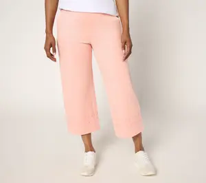 Denim & Co. Active Regular French Terry Crop Pant with Embroidery
